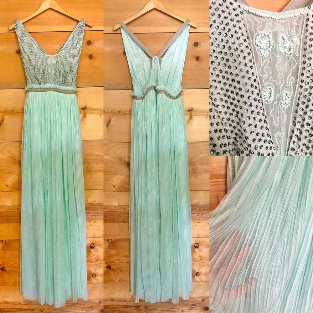 Free People Cleo embellished mint sleeveless strappy beach formal maxi dress